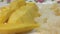 Fresh thai yellow mango background, rotates, close up