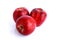 Fresh three red apples isolated