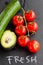 Fresh tomatoes and avocado and cucumber