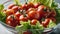 Fresh tomatoes with lettuce in transparent bowl.