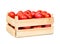 Fresh tomatoes in wooden box