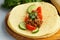 Fresh tortilla fajita wraps with beef and vegetables