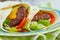 Fresh tortilla wrap with grilled beef burger