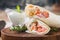 Fresh tortilla wrap with salmon