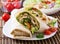 Fresh tortilla wraps with chicken and fresh vegetables