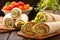 Fresh tortilla wraps with ham cheese and vegetables