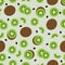 Fresh tropical kiwi fruits seamless pattern flat vector illustration