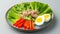 Fresh Tuna Salad Plate with Boiled Eggs, Lettuce, and Carrots