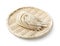 Fresh udon noodles in a bamboo colander placed on a white background