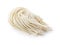 Fresh udon noodles placed on a white background