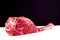 Fresh uncooked tomahawk steak on the bone on white cooking paper and black background. Prime cut of beef. High quality product