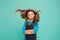 Fresh it up. Strong and healthy hair concept. Nice and tidy hairstyle. Small child long hair. Girl active kid with long