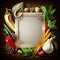 Fresh variety vegetables, spices and herbs frame. Ai generative
