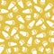 Fresh vector repeat pattern with white bear footprints on yellow background