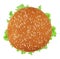 Fresh vegan burger top view. Isolated