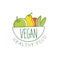 Fresh Vegan Food Promotional Sign With Bowl OF Fruits For Vegetarian, Vegan And Raw Food Diet Menu