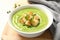 Fresh vegetable detox soup made of green peas