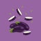Fresh vegetable Eggplant falling vector in violet background