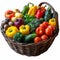 Fresh vegetable harvest in a basket.