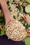 Fresh vegetable salad. Prospects buckwheat. Brown background