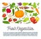 Fresh vegetables advertisement with organic healthy vegetarian products