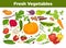 Fresh vegetables advertisement with organic healthy vegetarian products and greenery from farm full of vitamins