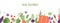 Fresh vegetables banner. Farming seamless pattern, isolated beet pumpkin carrot greens onion. Doodle autumn harvest