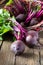 Fresh vegetables beetroot on wooden background