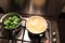 Fresh vegetables boiling on a gas hob