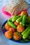 Fresh vegetables with bread