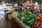 Fresh vegetables counter in the market in the old part of Kutaisi in Georgia