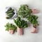 Fresh vegetables in eco cotton bags, paper package on table in the kitchen. Cucumbers, salad, kale, basil, rucola from organic