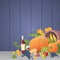 Fresh Vegetables Food Wine Fruit Set Over Wooden Background