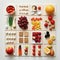 Fresh vegetables and fruits knolling composition. Healthy natural organic food. Flat lay view vegan food. Top view