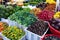 Fresh vegetables and fruits in Vietnam local market