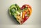 Fresh vegetables heart shape illustration. Ai generative