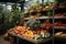 Fresh vegetables neatly arranged on market shelves. A colorful celebration of nature\\\'s bounty. Ai generated