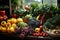 Fresh vegetables neatly arranged on market shelves. A colorful celebration of nature\\\'s bounty. Ai generated