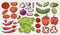 Fresh vegetables set labels colorful