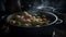 Fresh vegetables sizzle in healthy cast iron stew generated by AI