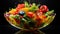 Fresh Vegetables Splashing in a Crystal Bowl