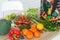 Fresh vegetables straight from the market unpacked in the kitchen