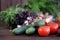 Fresh vegetables: tomatos, cucumbers, peppers, mushrooms