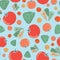Fresh Vegetables-Vegi Delight, seamless Repeat Pattern illustration.Background in red,green orange and blue