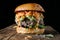 Fresh veggie burger on dark background
