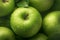 Fresh and vibrant Overhead perspective of ripe green apples