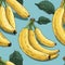 Fresh and vibrant yellow ripe bananas arranged in a bunch on a clean white background