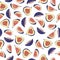 Fresh violet fig seamless pattern. Watercolor.