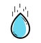 Fresh water drop or raindrop vector linear icon isolated