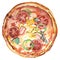 Fresh watercolor pizza. Italian food, drawing meal